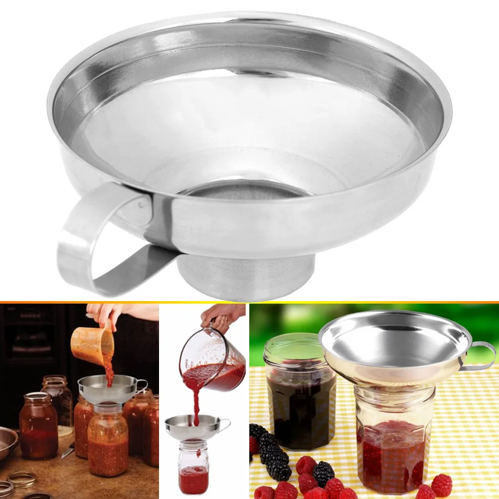 Multi-purpose Stainless Steel Wide Mouth Canning Funnel Thick Salad Dressing Funnel Oil Kitchen Cooking Tools