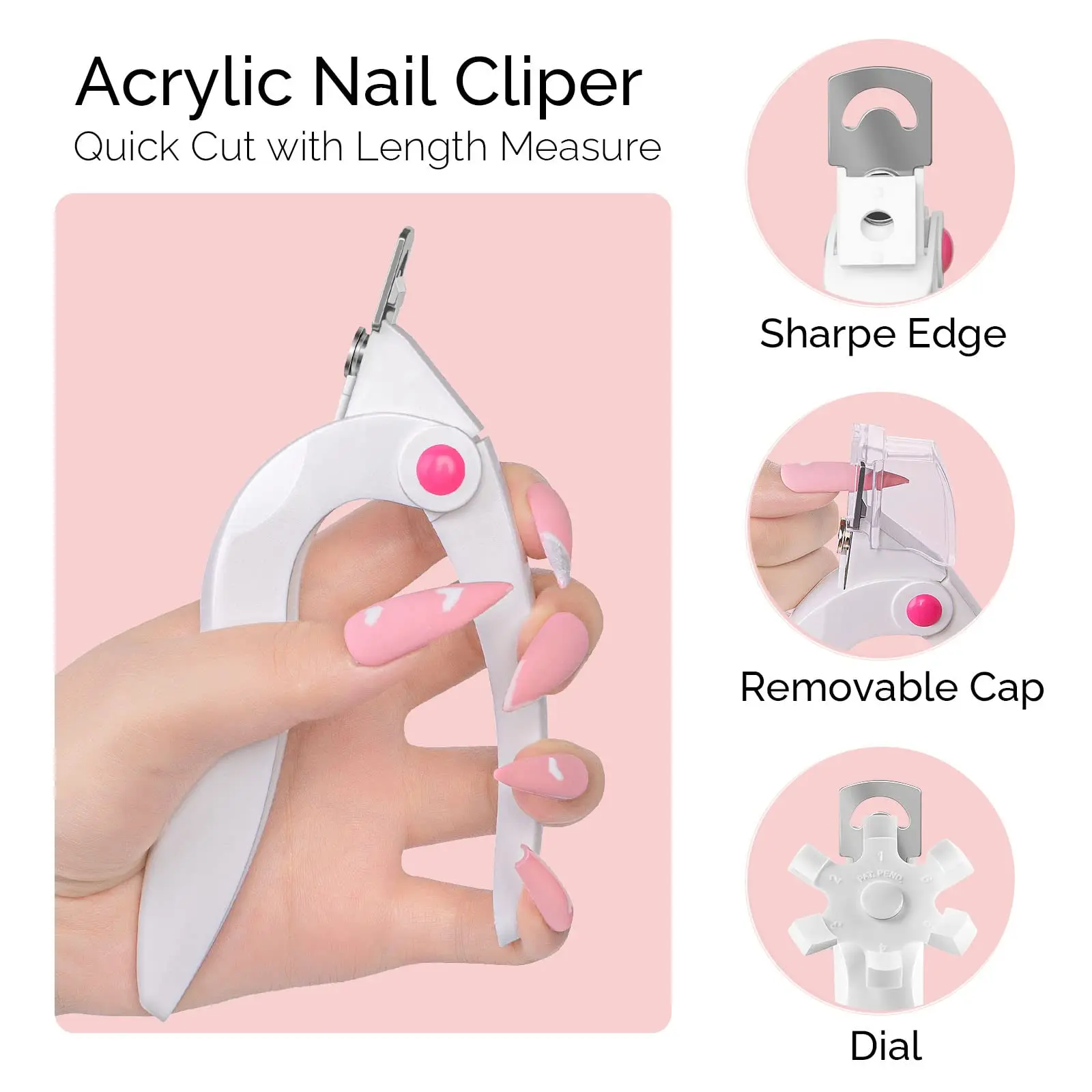 

U-shaped French False Nail Scissors Acrylic Nail Clipper Adjustable Nail Tip Cutter Trimmer Manicure with Sizer Precise Cutting