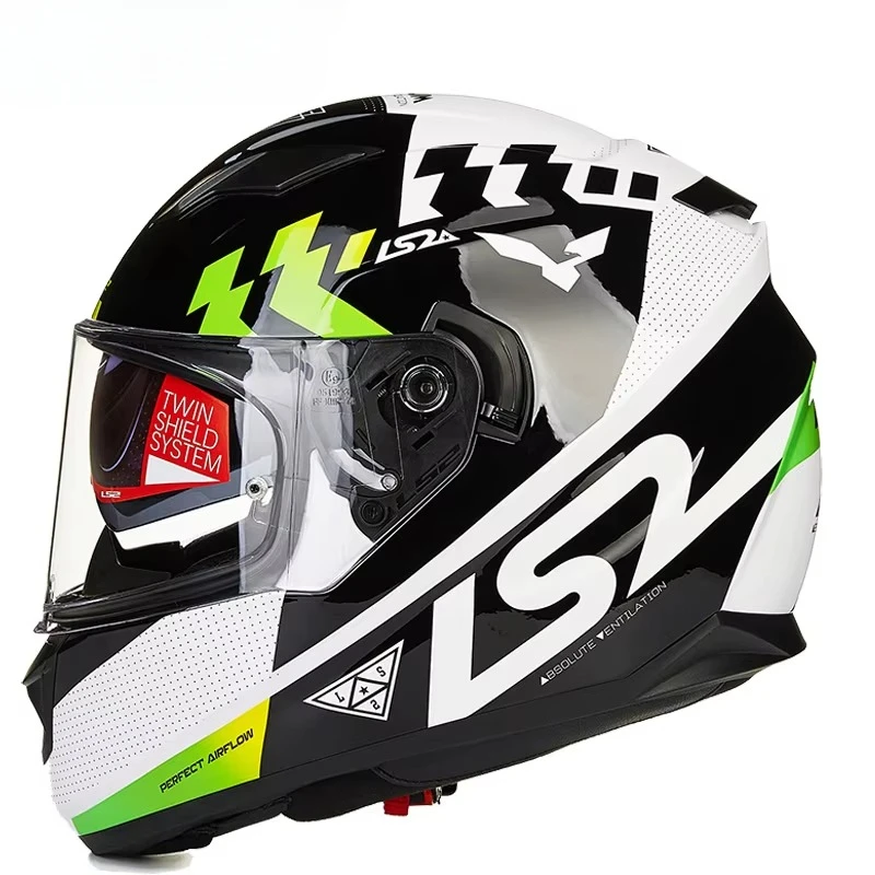 Unique LS2 Ff328 Full Face Motorcycle Helmet Man Women Racing Moto Helmets With Dual Lens DOT Approved Motorbike 