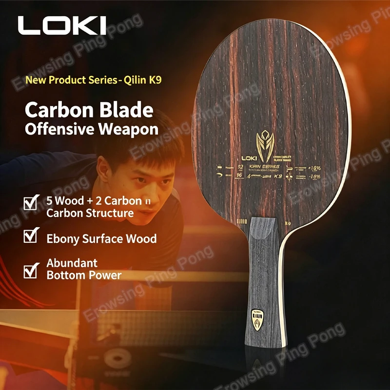 Original LOKI K9 Table Tennis Blade 5 Wood 2 Carbon Ping Pong Paddle OFF+ Fast Attack Table Tennis Racket for All Players