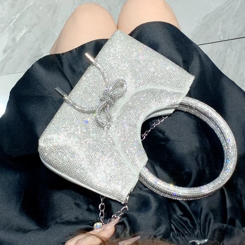 Bolsa tiracolo de ombro único para mulheres, bolsa de strass espumante borboleta, corrente de banquete de alta qualidade, elegante e elegante, nova