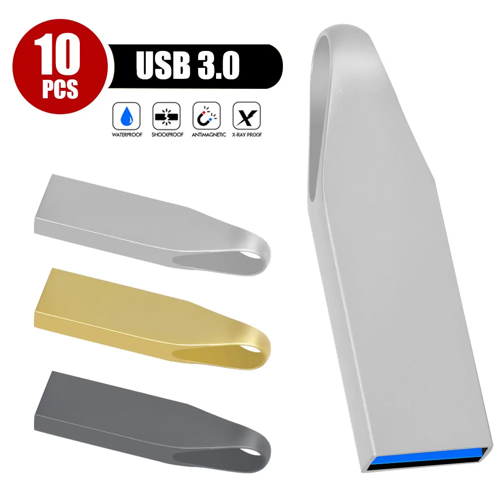 

10PCS/LOT Free Custom LOGO USB Flash Drive 3.0 High Speed Pen Drive 16GB 32GB 64GB 128GB Pendrive Metal Usb Sticks with Key