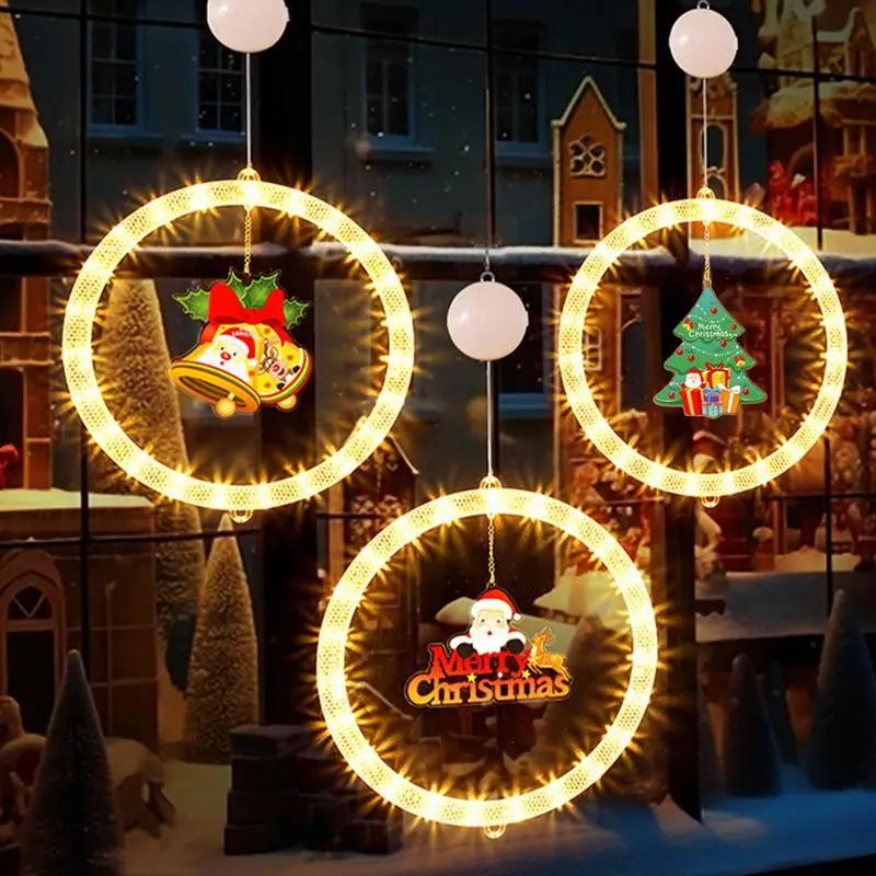 Christmas Window Lights LED Window Silhouette Lights Hangings Decor Battery Powered with suction cup New Year Home Decoration