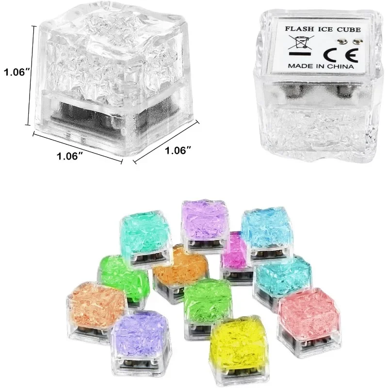 Light Up Ice Cubes, 96 PCS Multi Color Led Ice Cubes for Drinks with Changing Lights, Reusable Glowing Flashing Ice Cube