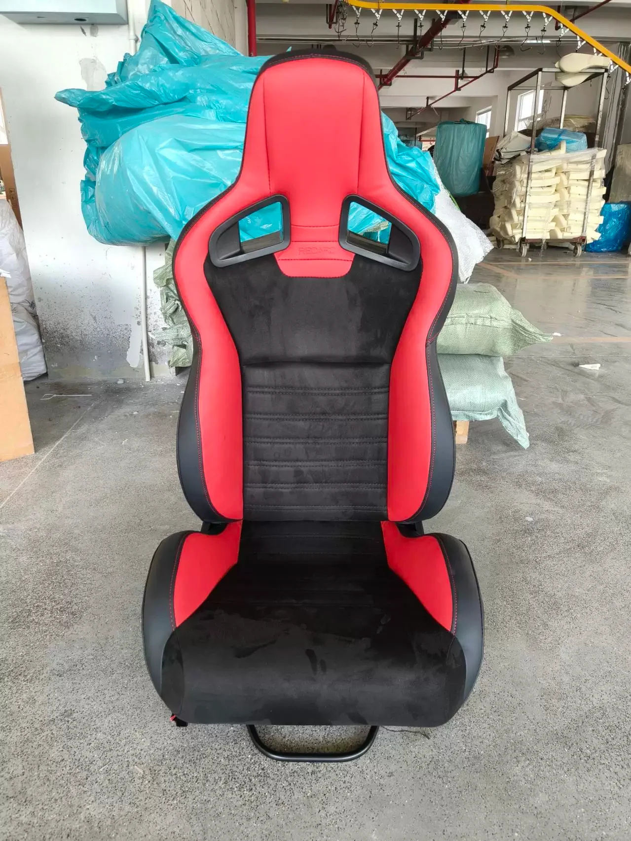 2 PCS CS Style Racing Bucket Seats, Red Black Leather PVC Carbon Fiber, Dual Lock Sliding Rails, Adjustable Reclinable, Fit Most
