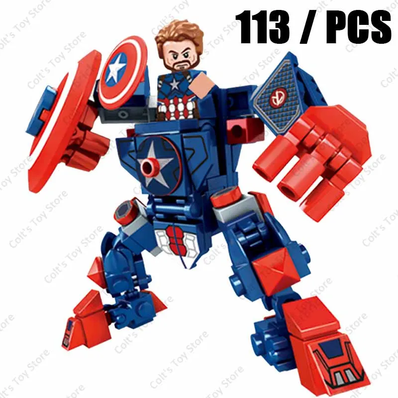 Superheroe mściciele Iron Man Thor Combat Mech Robot figurki zestawy klocków budowlanych klocki klasyczny film Model zabawki dla dzieci prezent