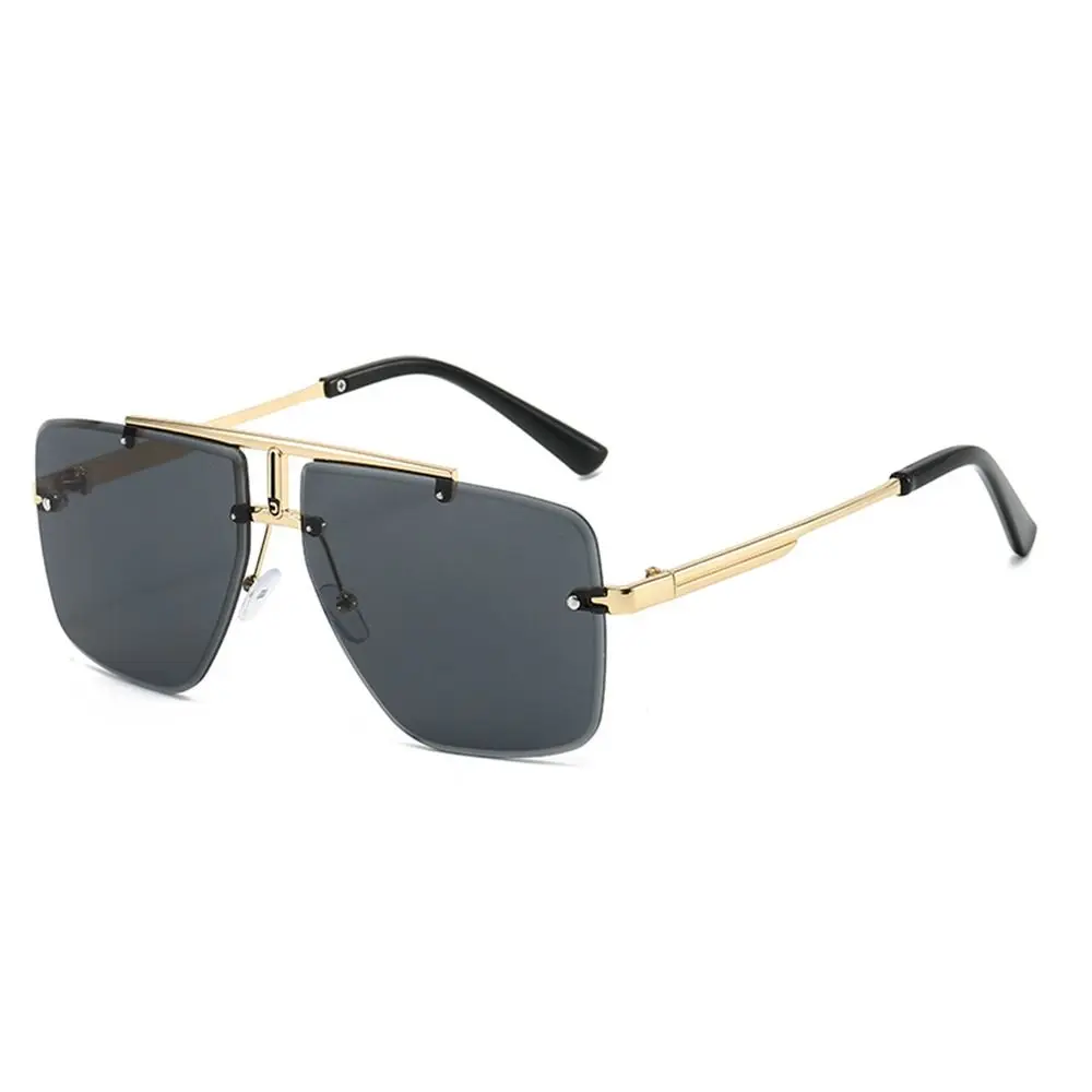 

Oversized Double Bridge Sunglasses Square Frame Rimless Gradient Lens Sun Glasses Frameless UV Protection