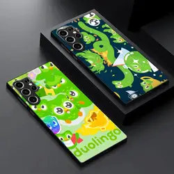 Mascot owl Duolingo Phone Case For Samsung Galaxy S25 S24 S23 S22 S21 S20 Plus Ultra Note20 Soft Black