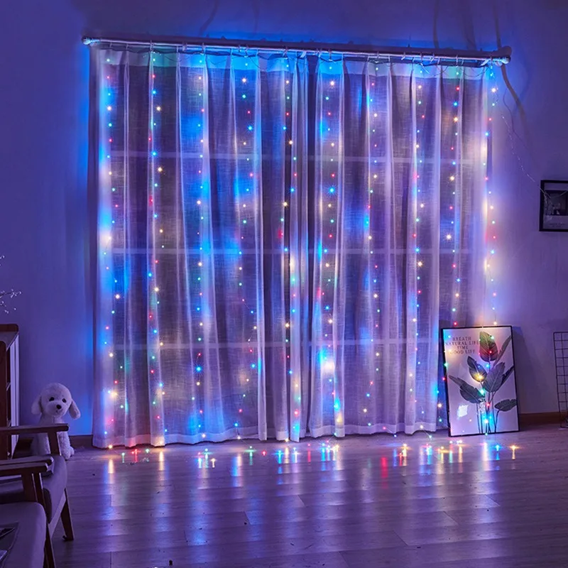 Imagem -03 - Led Fairy Lights Cortina com Controle Remoto Lâmpadas Guirlanda Modos Usb Corda Casamento Natal Casa Quarto Ano Novo Decoração