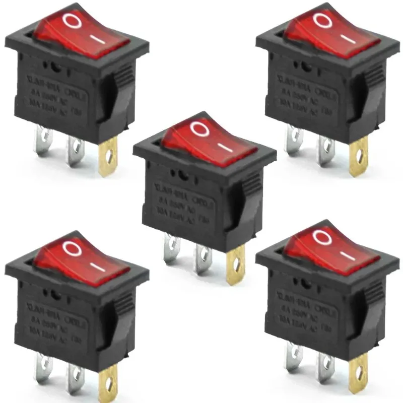 

5Pcs 3-Pin Boat Rocker Switch Single Pole SPST Snap-in on Off Power Position AC 6A/250V 10A/125V E335A6