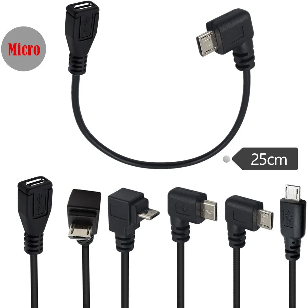 Micro USB 5 Pin female to Down/Up/Left/ Right angle 90 degree Micro 5P male plug Cable adapter