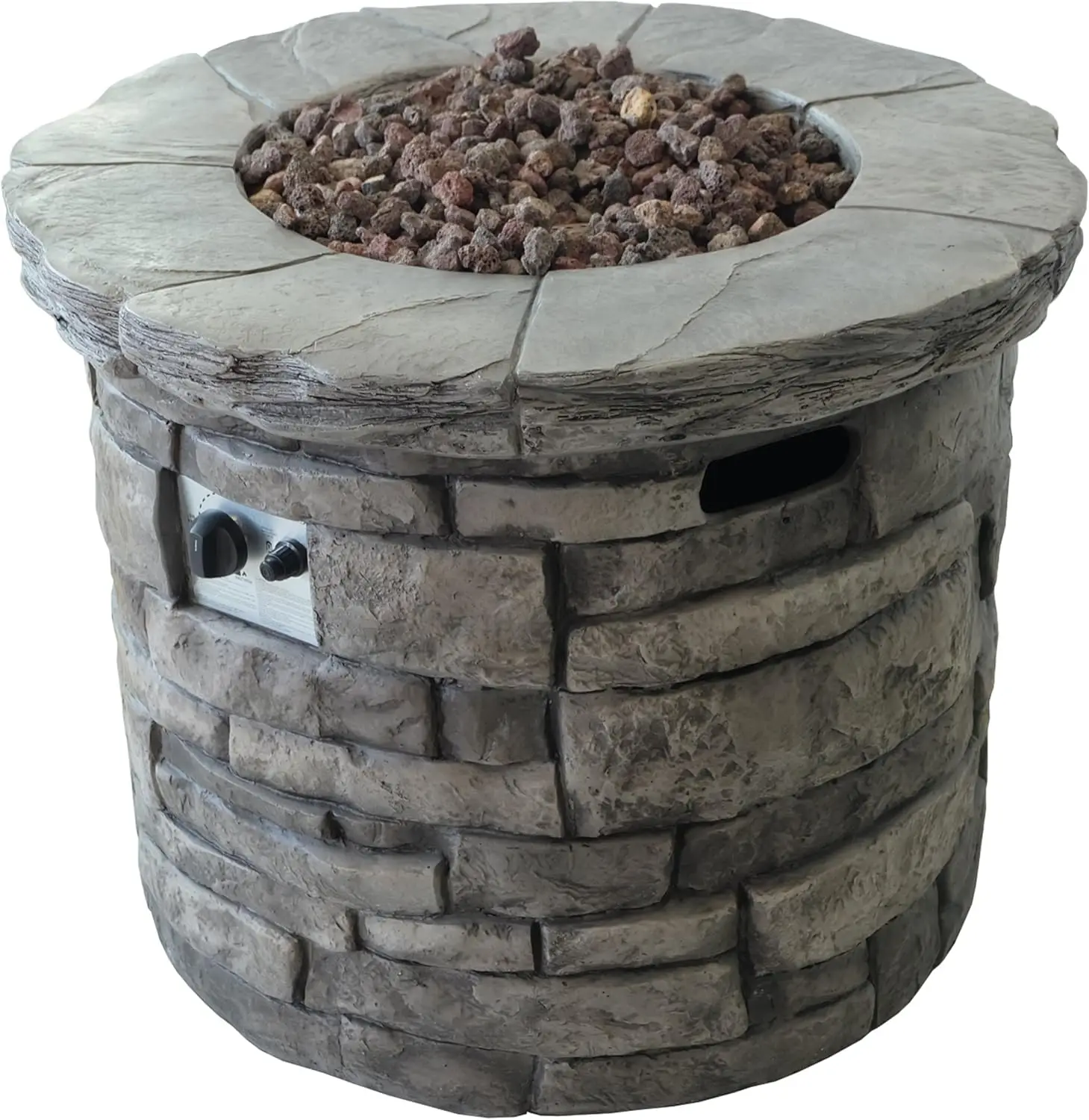 Angeles Outdoor Circular Fire Pit - 40,000 BTU, Grey