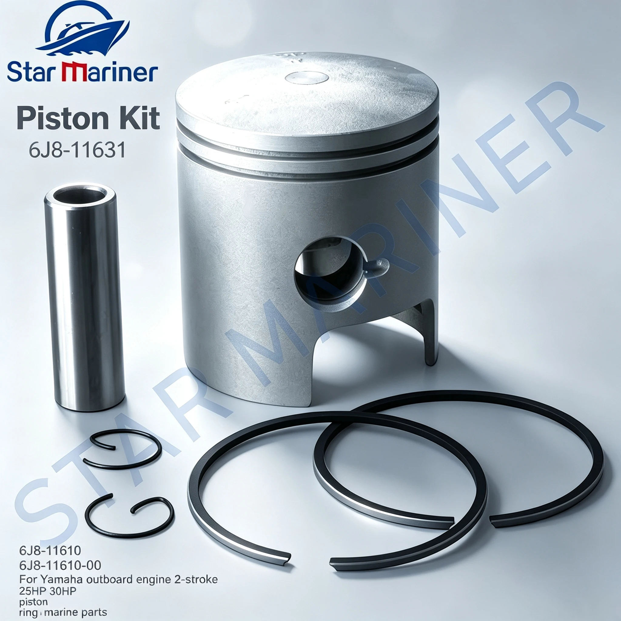 Marine Parts Piston Kit STD 6J8-11631 6J8-11610 6J8-11610-00 For Yamaha Outboard Engine 2-stroke 25HP 30HP Piston Ring