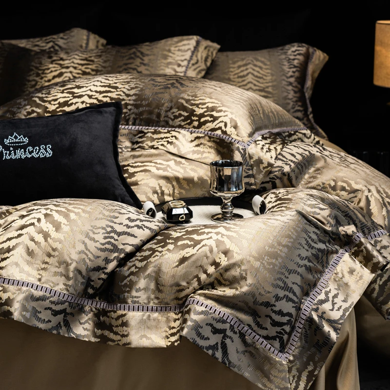 

American Style 120 Thread Count Pure Cotton Cotton Four Piece Bedding Set Leopard Print Duvet Cover Bedding A...