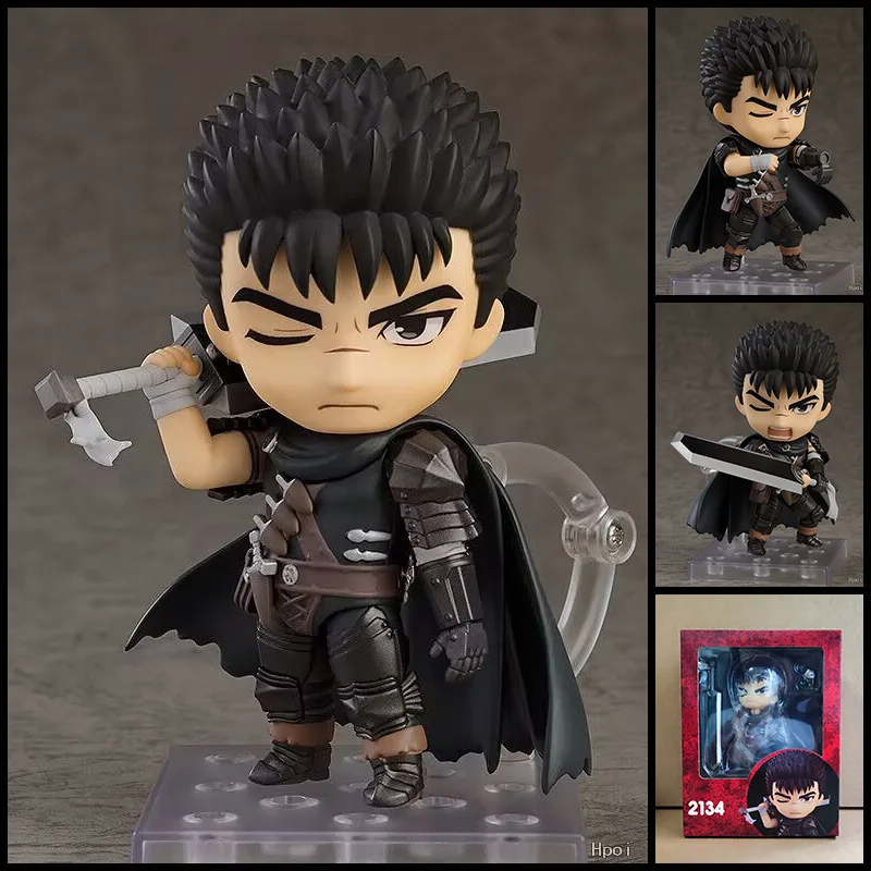 2134 Guts Berserk Schwarzer Schwertkämpfer Artikulierte Actionfigur mit Wechselgesicht Sammlerstück in Box Anime-Modell für Anime-Fans