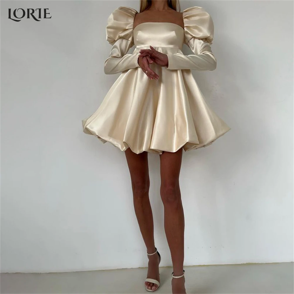 

LORIE Rose Gold Formal Evening Dresses A-LIne Cap Sleeves Knee Length Homecomging Prom Dress Strapless Graduation Party Gowns