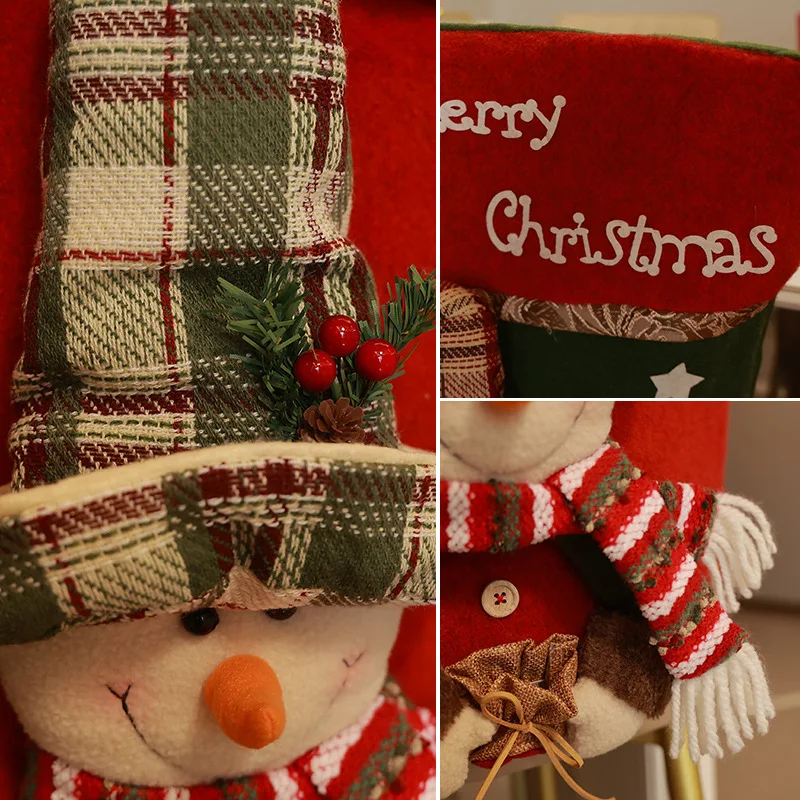 Cute Stereo Santa Claus Snowman Doll Chair Cover Christmas Home Decoration Chair Cover Creative Home Holiday Atmosphere Supplies image 4