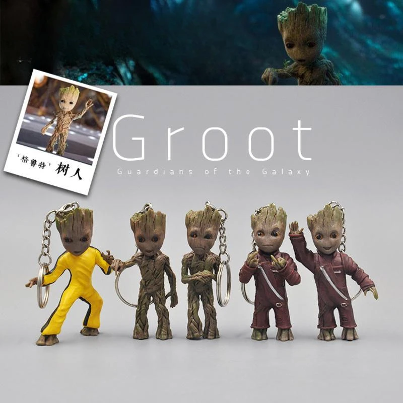 Marvel Guardians of the Galaxy Little Treeman Keychain Accessories Groot Doll Ornament Personalized Pendant kids toys gift