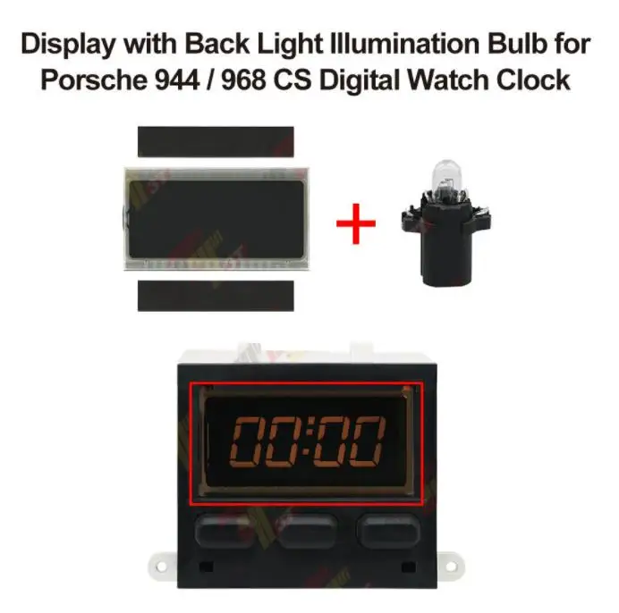 Dashboard LCD Display with Back Illumination Bulb for Porsche 944 / 968 CS Digital Watch Clock