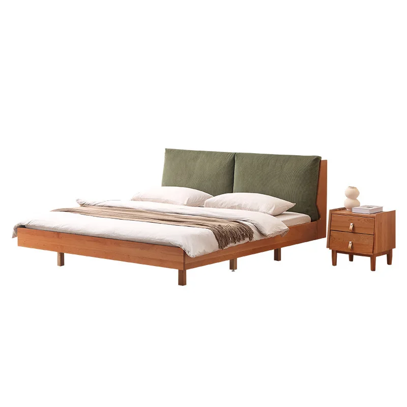 

Cherry wood Japanese simple log 1.8 meters retro master bedroom