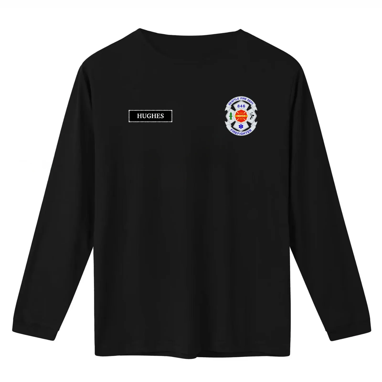 STATION 19 - VIC HUGHES - BADGE T-Shirt Summer Casual Cotton Tee Oversized Streetwear Tops Vintage Graphic Print 100% Cotton