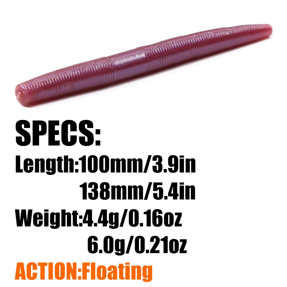 B&U-Floating Stick Baits, Soft Worm Fishing Lure, Senko Bait, Bass Pike, Weightless Fishing Rig