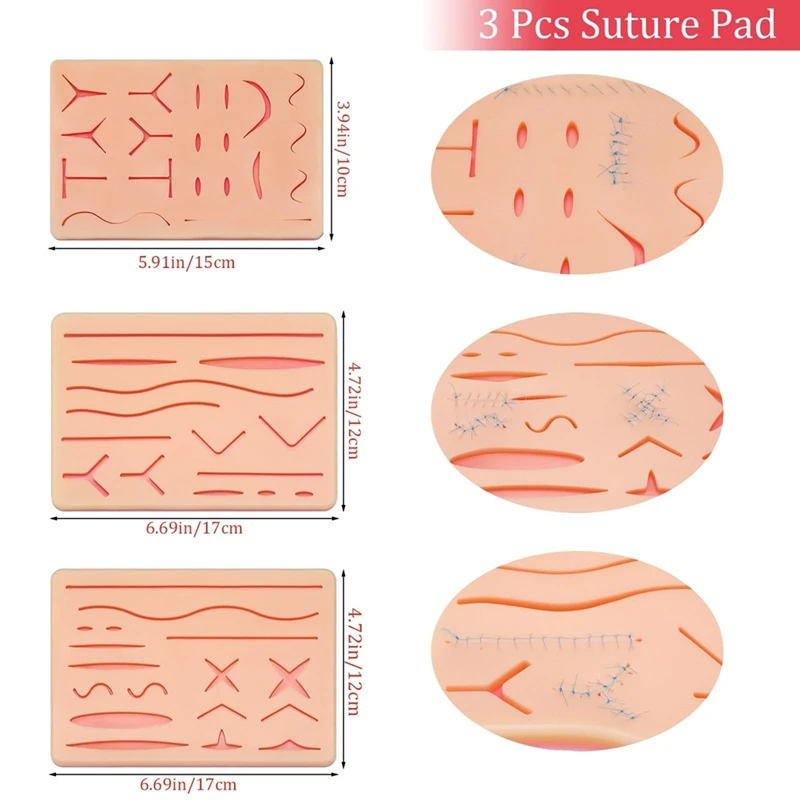 3 Pcs Suture Pad 3 Layer Suture Practice Pad With Wounds Suture Practice For  And Vet Students Practice