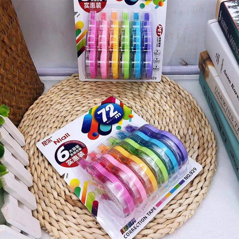 Juego de cintas correctoras Kawaii de 6 uds., masilla correctiva dulce, papelería escolar para suministros escolares de oficina XZD02