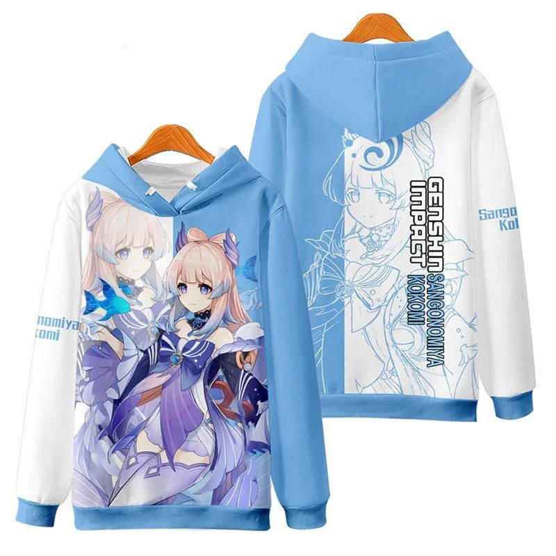 Game Genshin Impact Sangonomiya Kokomi Hoodies 3D Print Anime Sweatshirt Men Women Long Sleeve Pullover Coat Harajuku Y2k Hoodie