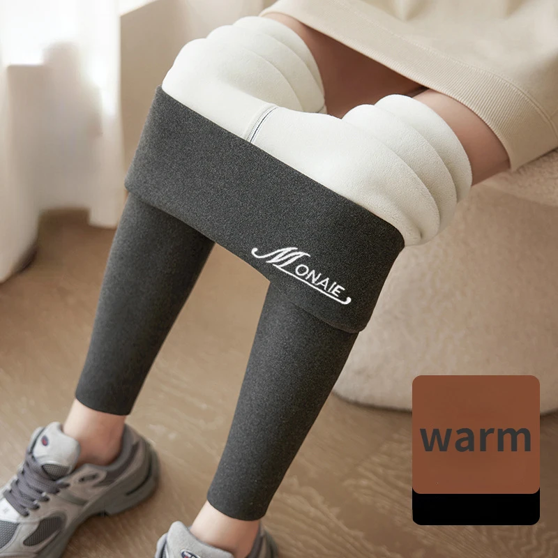 Leggings de caxemira de inverno feminino sólido quente leggings cintura alta magro calças elásticas tamanho grande adicionando veludo e espessamento calças