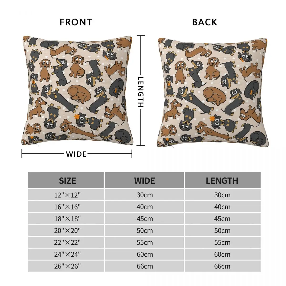 Sausage Dog Dachshund Cute Square Pillowcase Cushion Cover Pillow Case Throw Pillow Cover for Home Bedroom Car