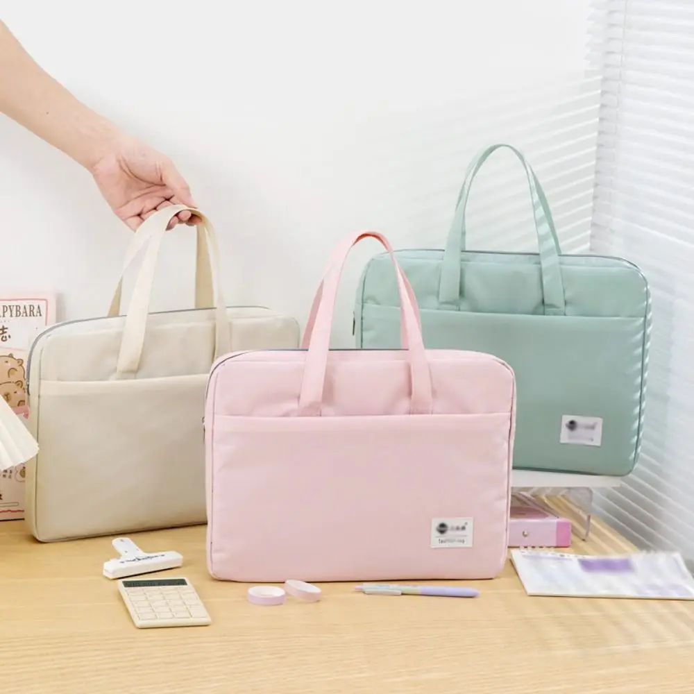 حقيبة تخزين المستندات ذات سعة كبيرة من قماش أكسفورد بطبقة مزدوجة A4 منظم الملفات خفيف الوزن مقاوم للماء حقيبة تخزين الكتب المكتبية #2