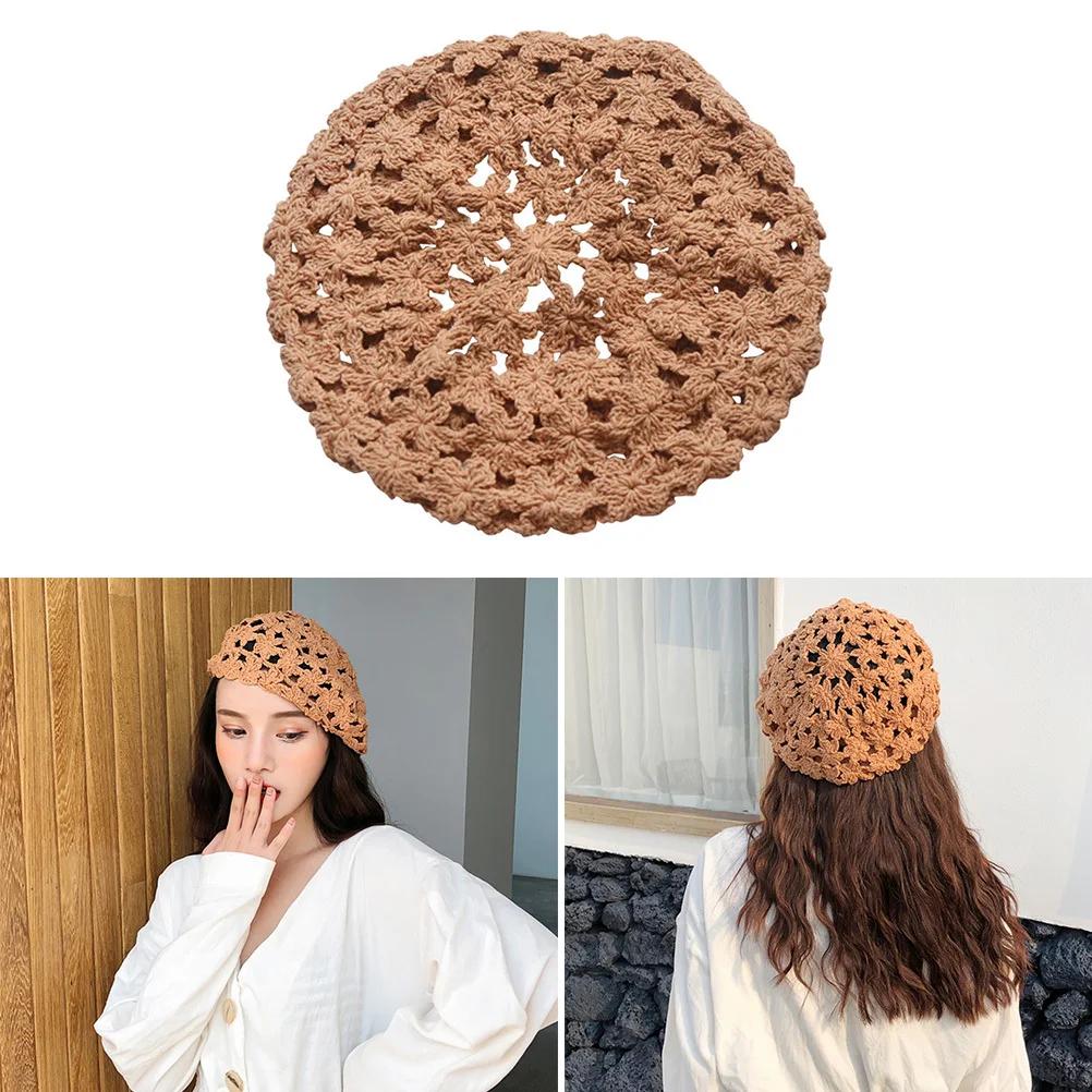 

Women Beret Hat Hollow-Out Stylish Wool Painter Hat Casual Woven Comfortable Warm Autumn Winter Headdress Elegant Accessories