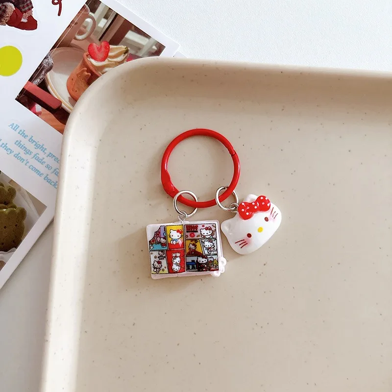 Kawaii Hello Kitty Portachiavi Ciondolo Zaino Accessori Simpatico cartone animato Anime Giocattoli Decorazione desktop Ragazza Studente Regalo all'ingrosso