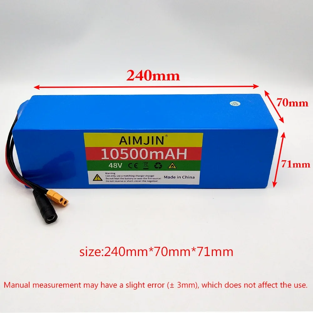 

13S3P 48V Battery 18650 Lithium ion Battery Pack 10.5Ah For E-Bike electric motor 54.6v 500W-1000W with BMS charger