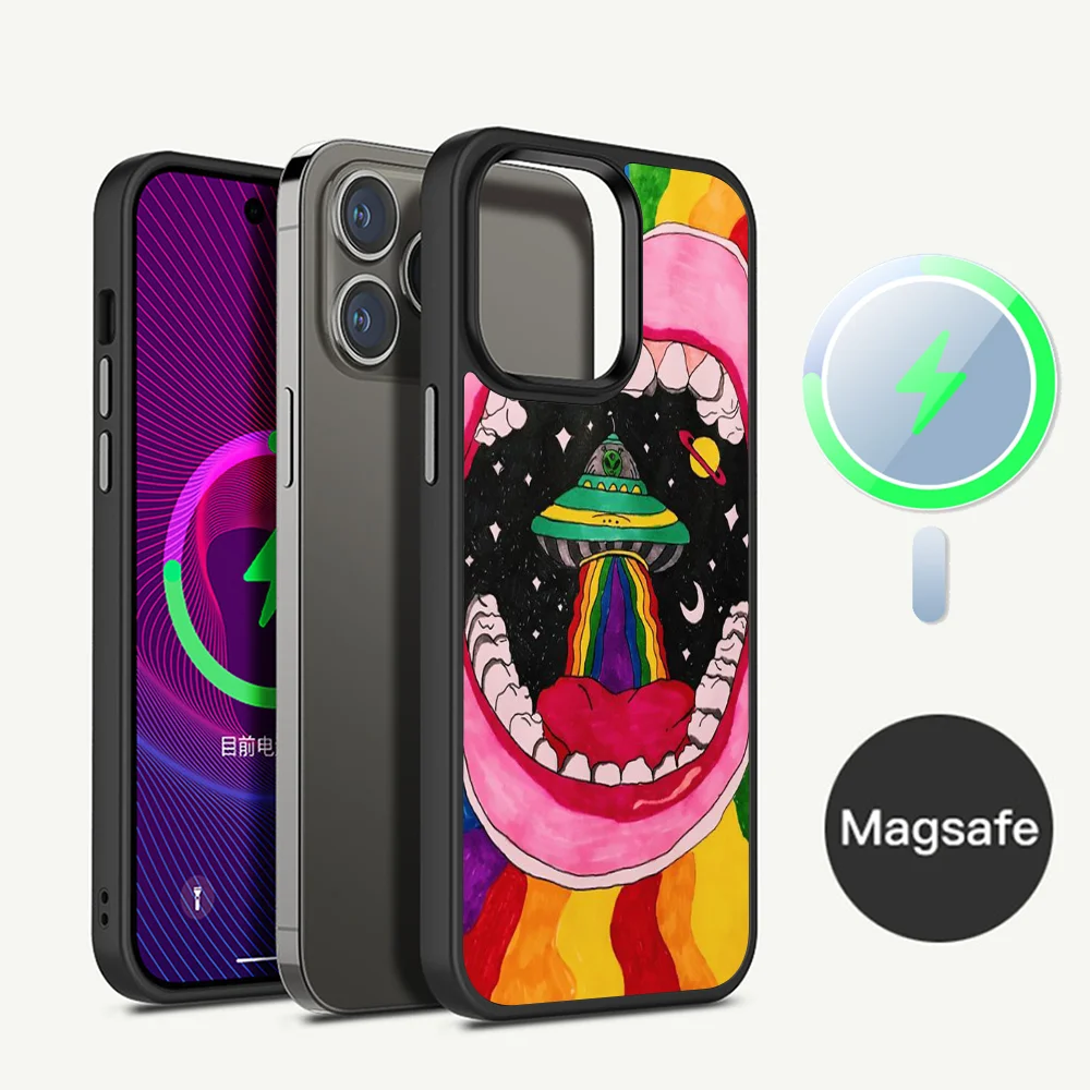 

Trippy Tie Dye Peace Alien Phone Case Magnetic Case For iPhone 14 13 12 11 15 Pro Max Plus Mini For Magsafe Wireless Charge Cove