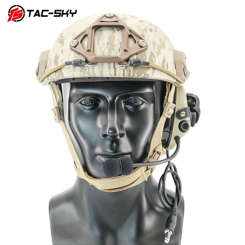 TAC-SKY Tactical Headset Single-sided Communication Headset with ARC Rail Bracket with Tactical Ptt for Baofeng UV5R UV82 Radio