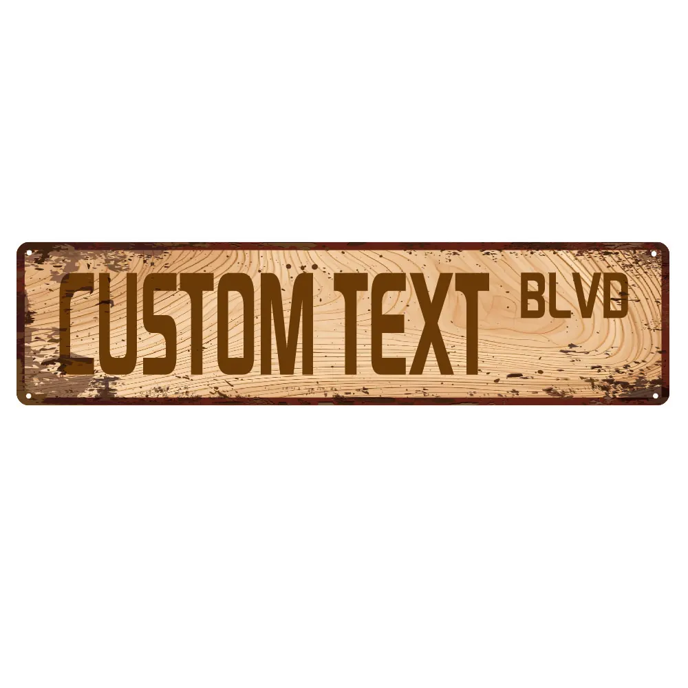 1pc 4 styles Wooden BLVD Customized Text Metal Painting Iron Poster For Bedroom outdoor Decor