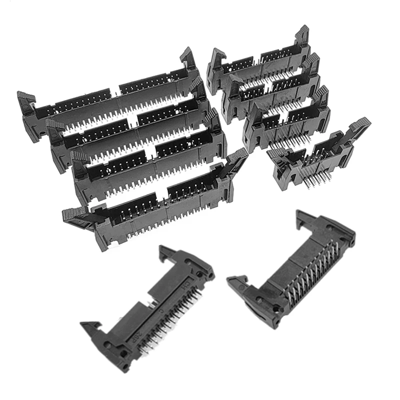 10 قطعة IDC موصل مقبس DC2 الملعب 2.54 مللي متر مستقيم/منحني دبوس 6/10/14/16/20/24/26/30/34/40/50/60/64 دبوس أنثى لكابل FC #1