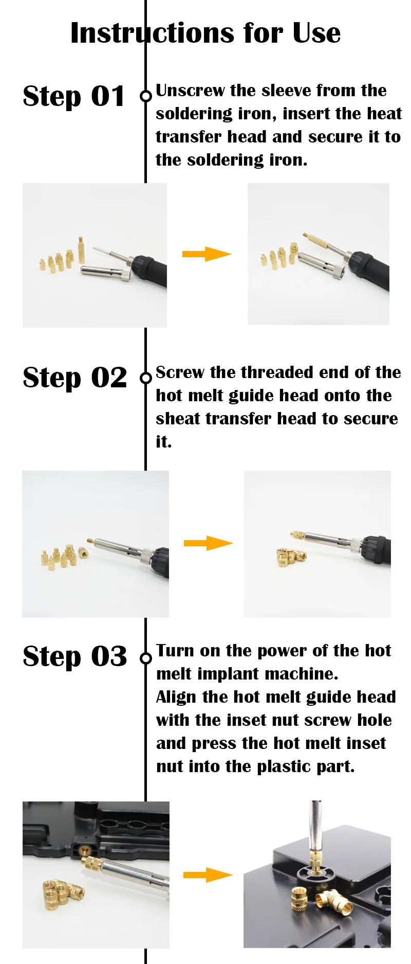M2 M3 M4 Messing Einsatz Mutter Bolzen Schraube Implantation Maschine Hot Melt Rändelgewinde Wärme Lötkolben Spitze 3D Drucker Zubehör – Detail 2