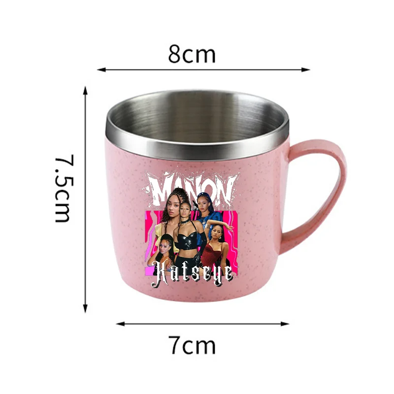 

Katseye Water Cup Double Layer Anti-scalding Drinking Bottles Kpop Print Stainless Steel Women Cartoon Milk Mug Mouthwash Cups