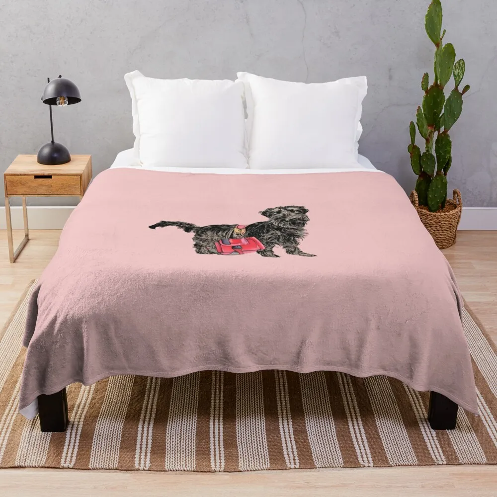 

Dog with a handbag Throw Blanket Decorative Sofa blankets and throws Blankets