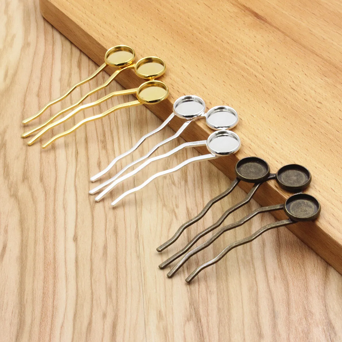 Fit 12mm Copper Cabochons 3 Bases Comb Hairpins Blank settings Hair Clips Diy Making Accessories 35x65mm 5pcs K05263