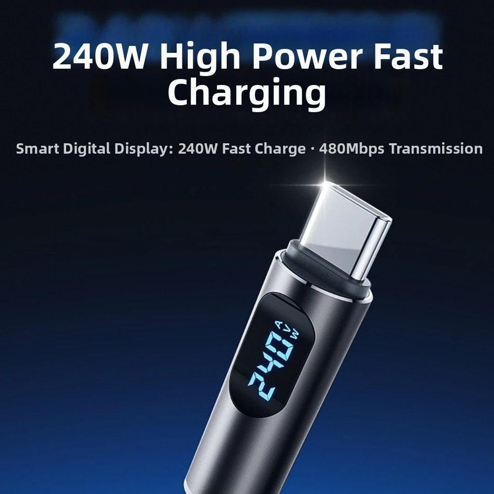 Type-C to Type-C 240W Super Charging Cable 1.2m/1.8m Universal Charging Cable Adapter Fast Charging LCD Dynamic Display