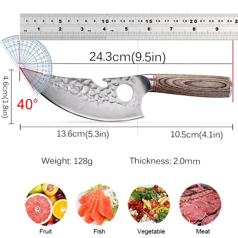 WXCOO Coltello per disossare forgiato a martello Coltelli da chef giapponesi professionali Coltello da cucina multifunzionale Coltello per sbucciare frutta affilato