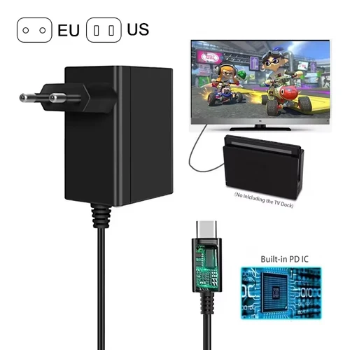 Cargador adaptador de CA con enchufe UE/EE. UU. para Nintendo Switch/OLED USB tipo C fuente de alimentación cargador de pared para accesorios de Portal PS5