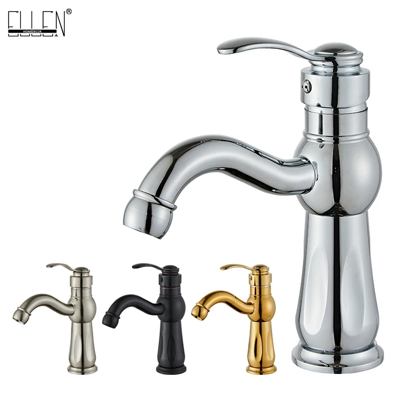 

ELLEN Bathroom Basin Sink Faucet Hot Cold Water Mixer Crane Black Gold Deck Mounted Chrome Water Taps EL1327