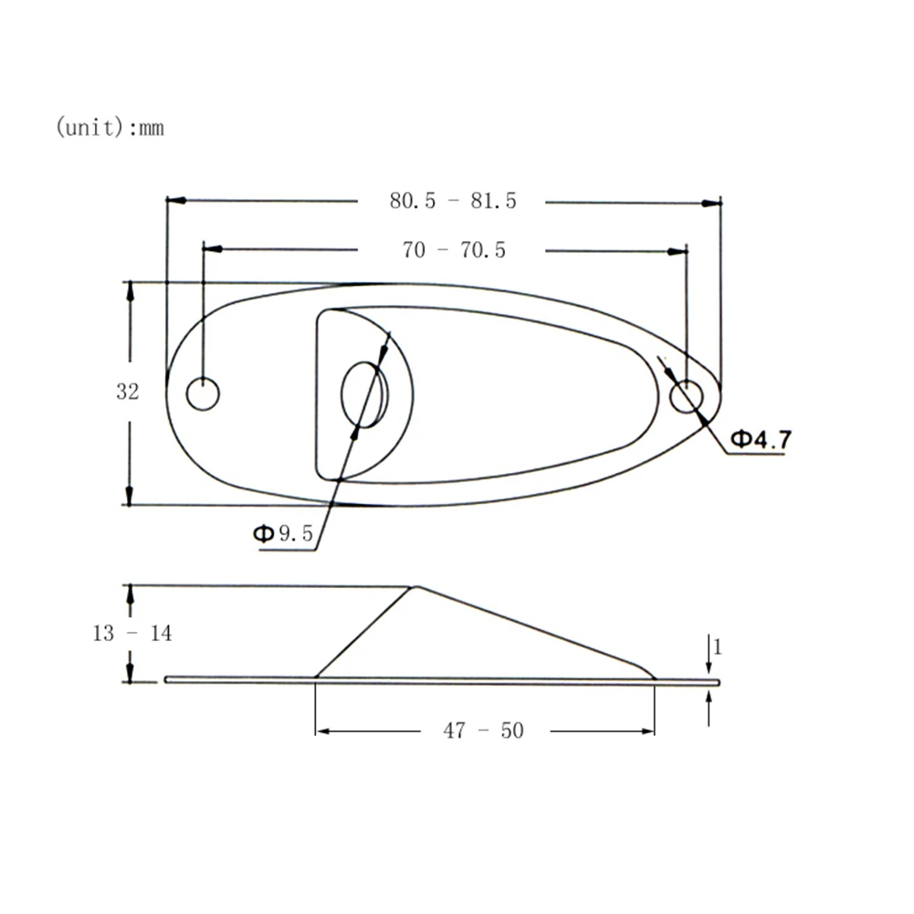 Metal Input Jack Socket Plate Boat Style 1/4