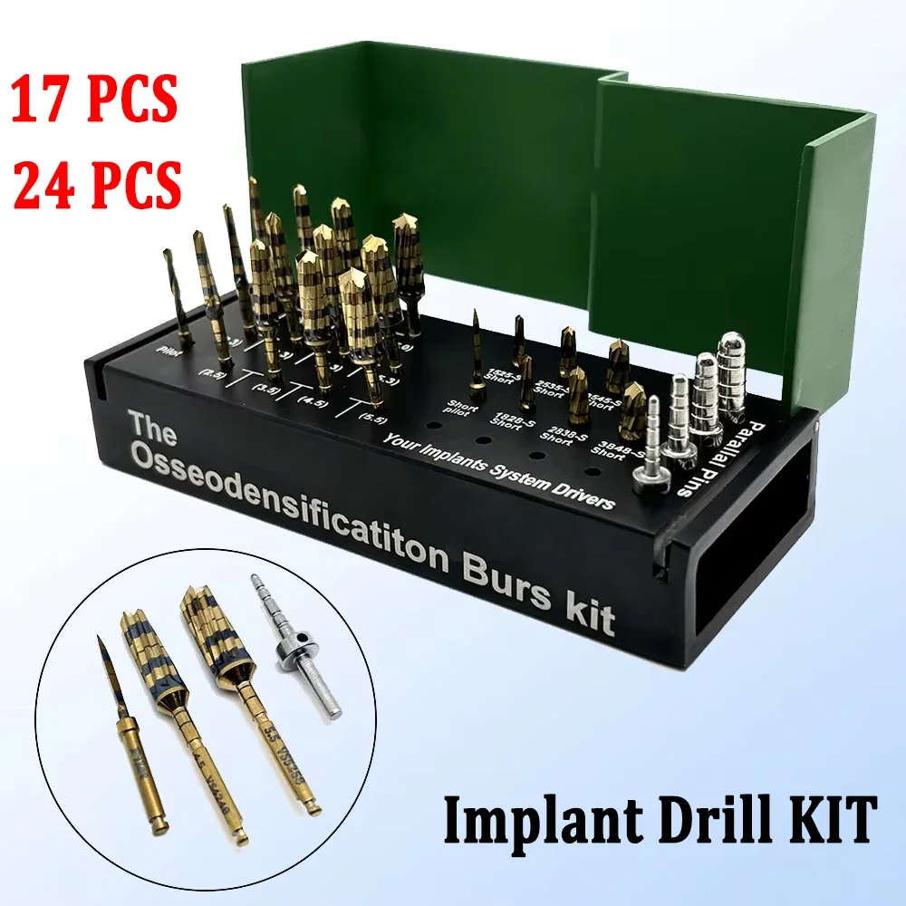 

17/24 PCS Dental Osseodensification Bur Surgical Rustfree Dentist Implant Drill Oral Surgery Stainless Steel Instrument Material