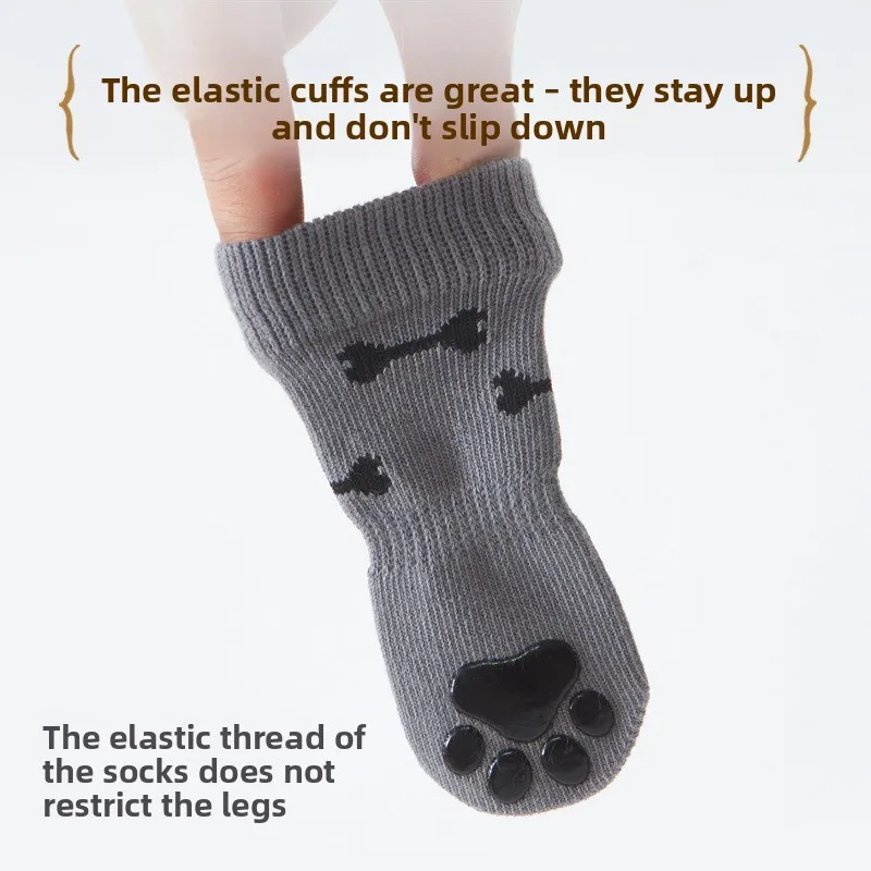 Double Sides Non-Slip Dog Socks, Adjustable Paw Protectors for Teddy Small Dogs, Prevent Dirt